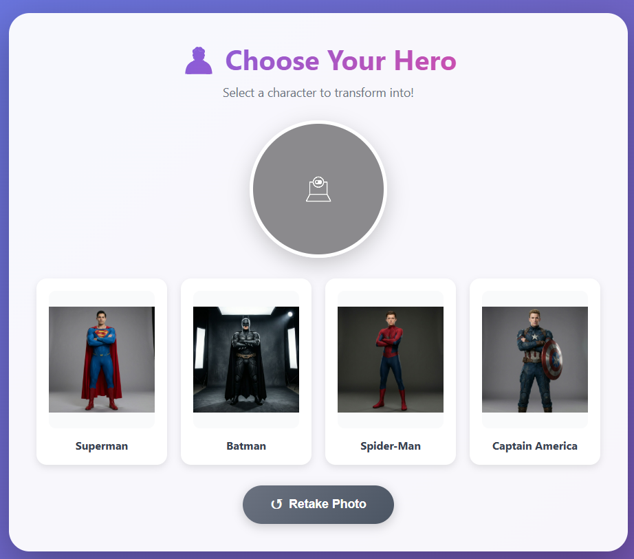 AI Superhero face transformation preview